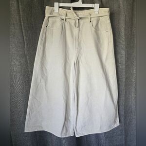 Bohme NWT Cream Wide Leg Cropped Belted Jeans Size 30 (33×21)